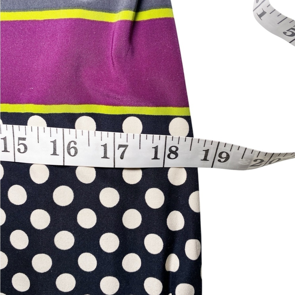 Nine West Gray, Purple, & Green Polka Dot & Striped Long Sleeve Shift Dress - Picture 9 of 13